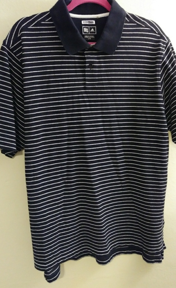 Men's Adidas Climalite Golf Striped Polo Large L